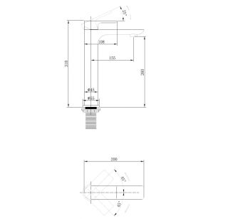 Смеситель для накладной раковины ABBER Weiss Insel чёрный матовый AF8011B